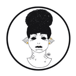 Front of Business Card with logo with is the portrait of a Mermaid