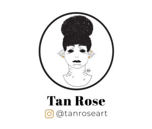 Tan Rose Art Table Runner with logo and instagram account